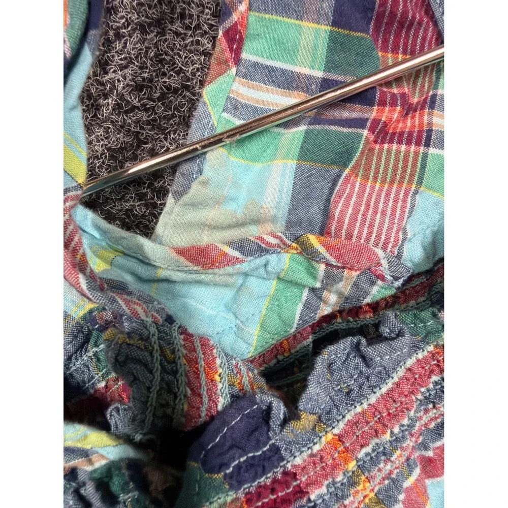 Ralph Lauren Halter Top Girl 24M Blue Plaid Ruffle Cotton Summer Preppy Shirt